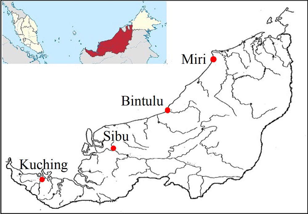 Map: Sarawak and Principal Cities